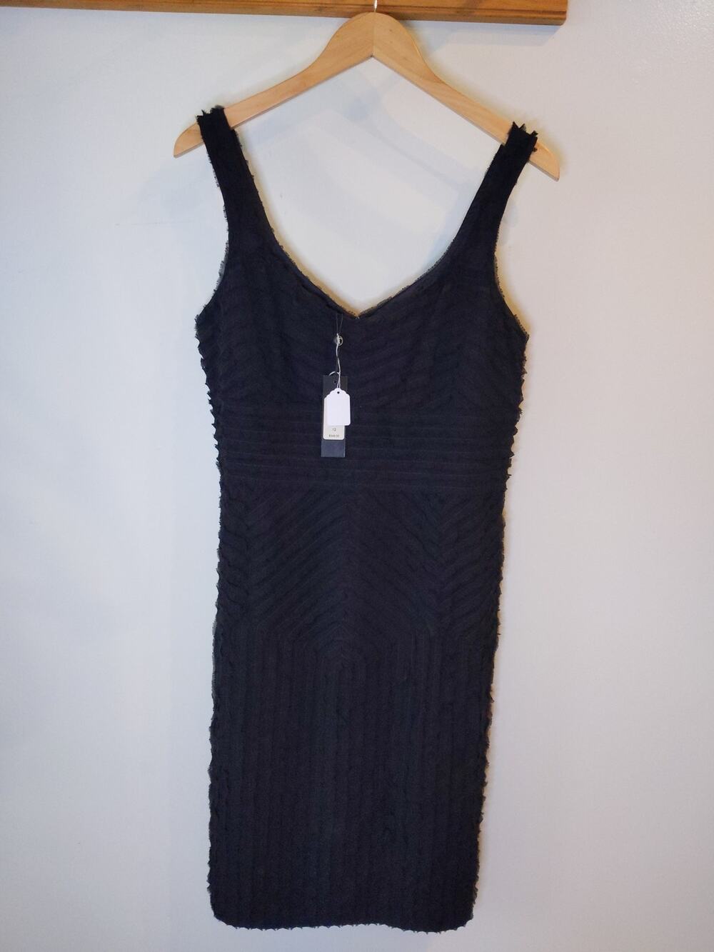 Talbots NWT Black Silk Textured Sleeveless Midi Dress V-Neck Size 12 $349